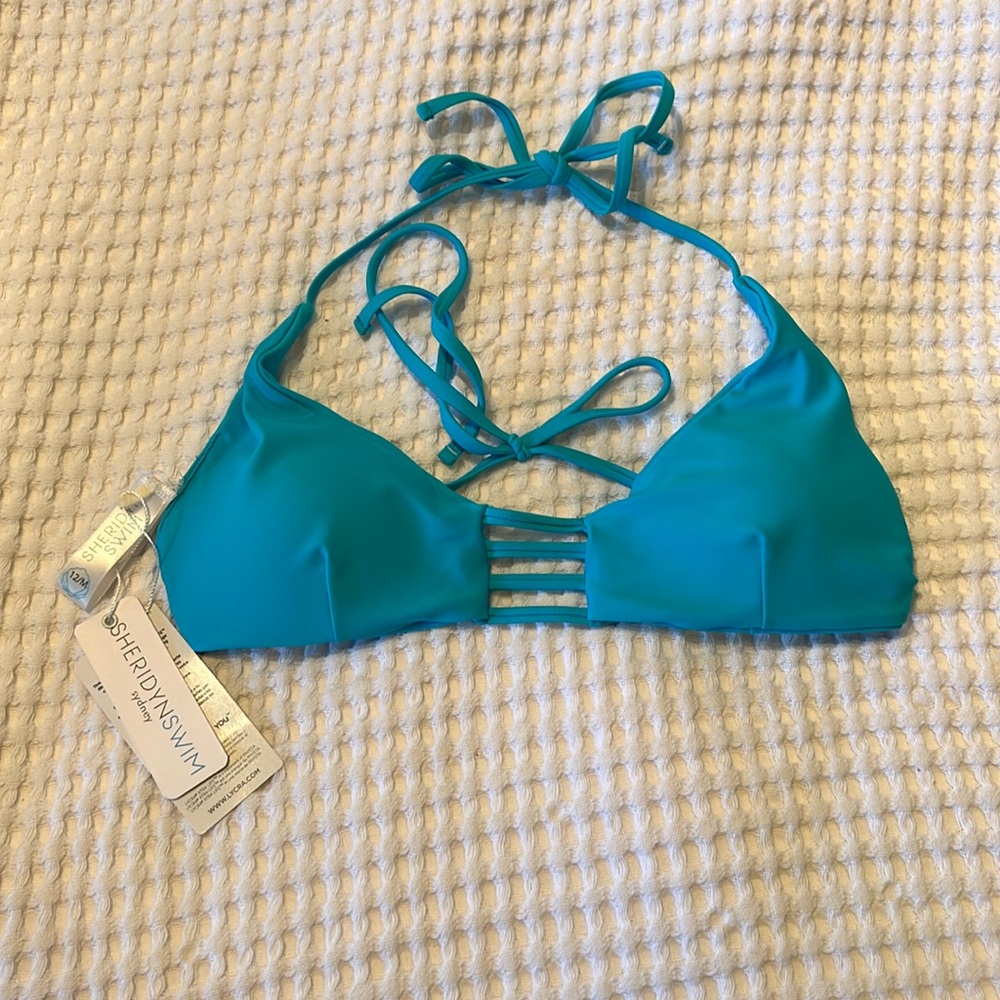 NWT Sheridyn swim blue bikini top size medium